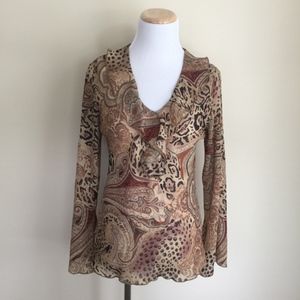 Vintage Dress Barn animal floral gauze blouse S